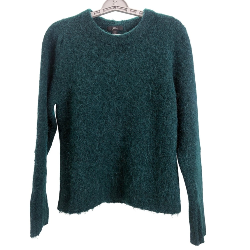 J.Crew Alpaca Merino Wool  Blend Sweater Medium Dark Teal Brushed Pullover